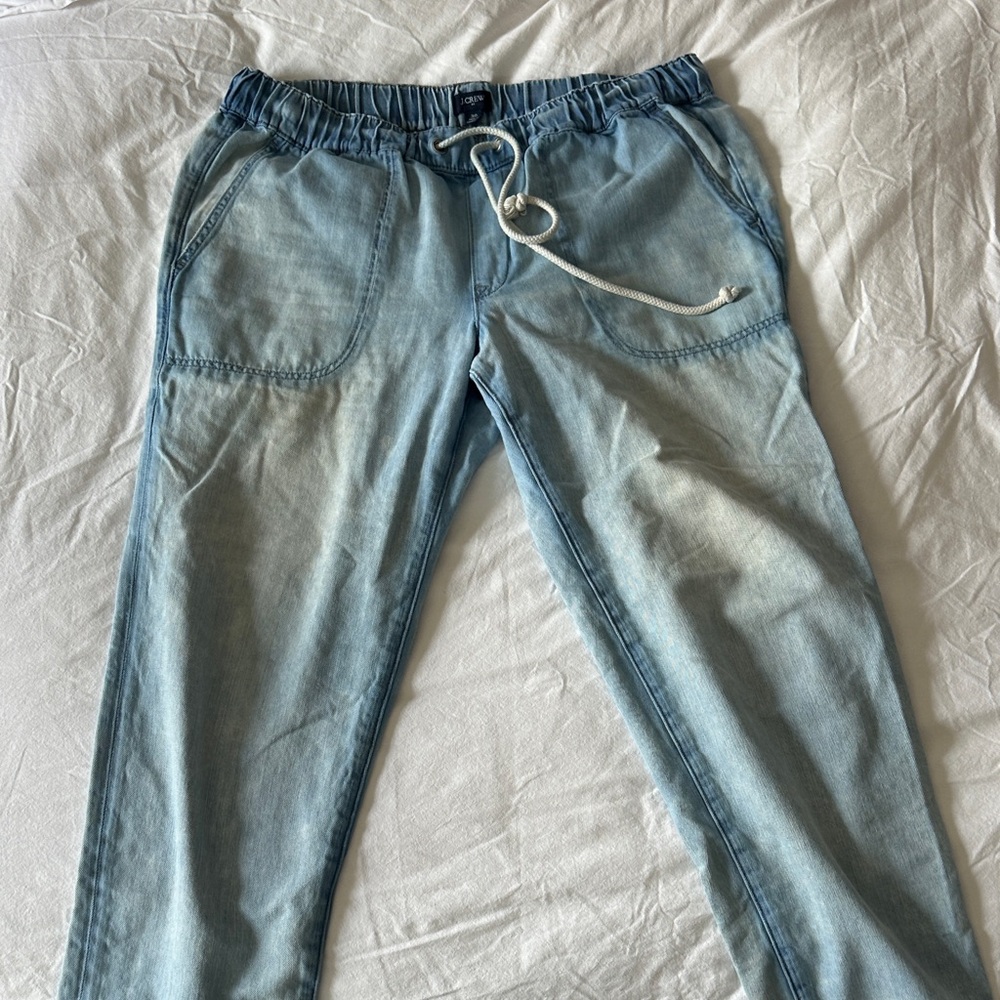 J. Crew Factory Light Wash Drawstring Boyfriend Jeans